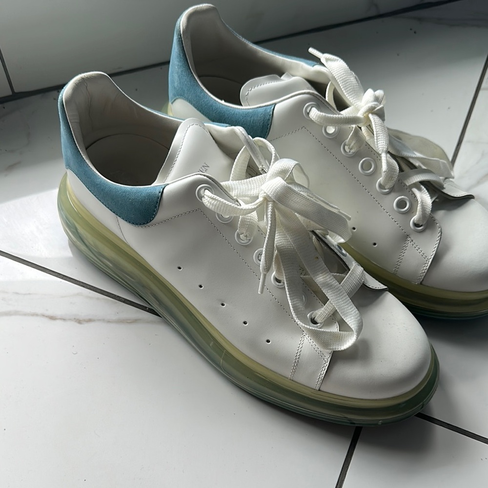 Alexander McQueen White and Blue Sneakers